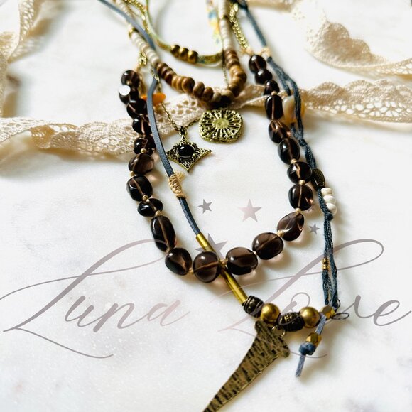 FREE PEOPLE x Ariana Ost Wavey Baby Layered Necklace In Natural NWT - Picture 4 of 6